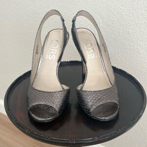 Michael Kors Sling-back Peep-toe Heels in Silver Snake